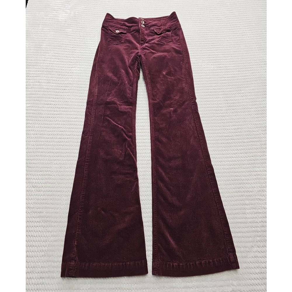 Pilcro & The Letter Press Pants Womens 26 Maroon High Rise Bootcut Corduroy